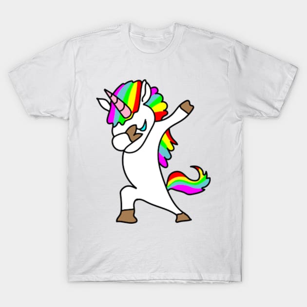 Dabbing Unicorn white - Dab Hip Hop Magic Unicorn T-Shirt by IDesign23